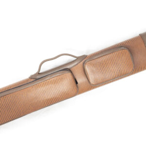 Leather Pool Cue Case – 2×4 Brown Dual Pockets – Hard Case