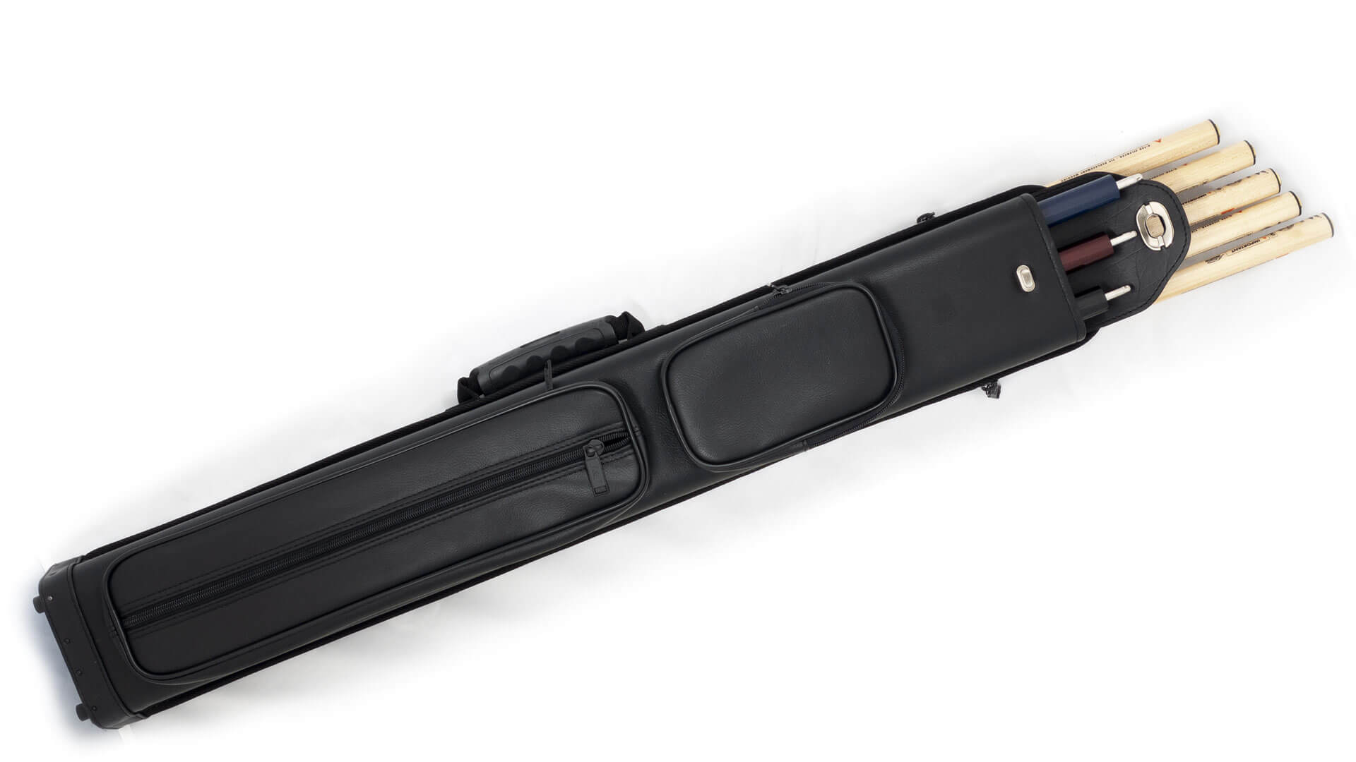 Pool Cue Case – 3×5 Black Dual Pockets – Hard Case - Image 2