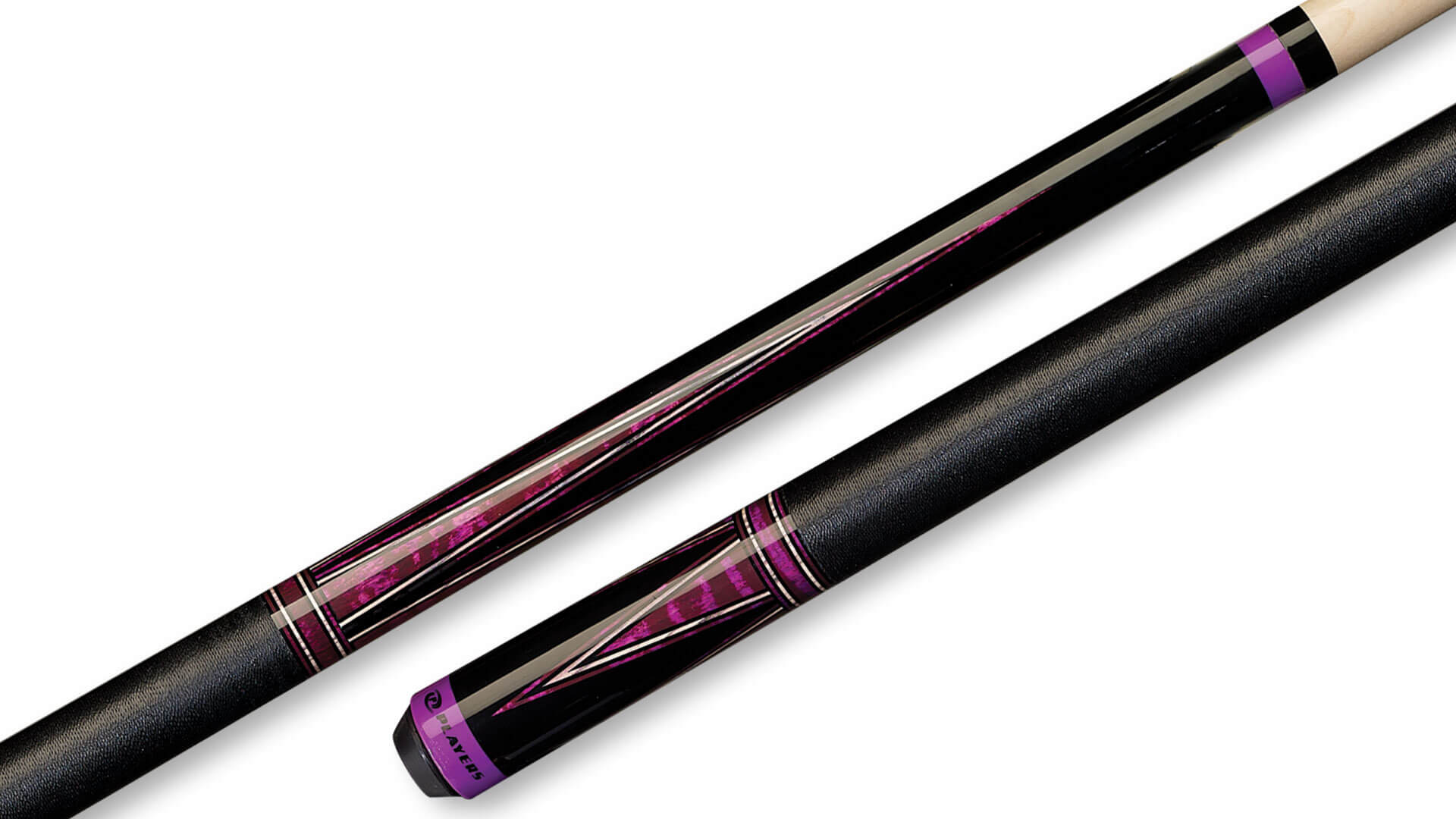 Players – Pool Cue Black Purple Irish-Linen Wrap – C812