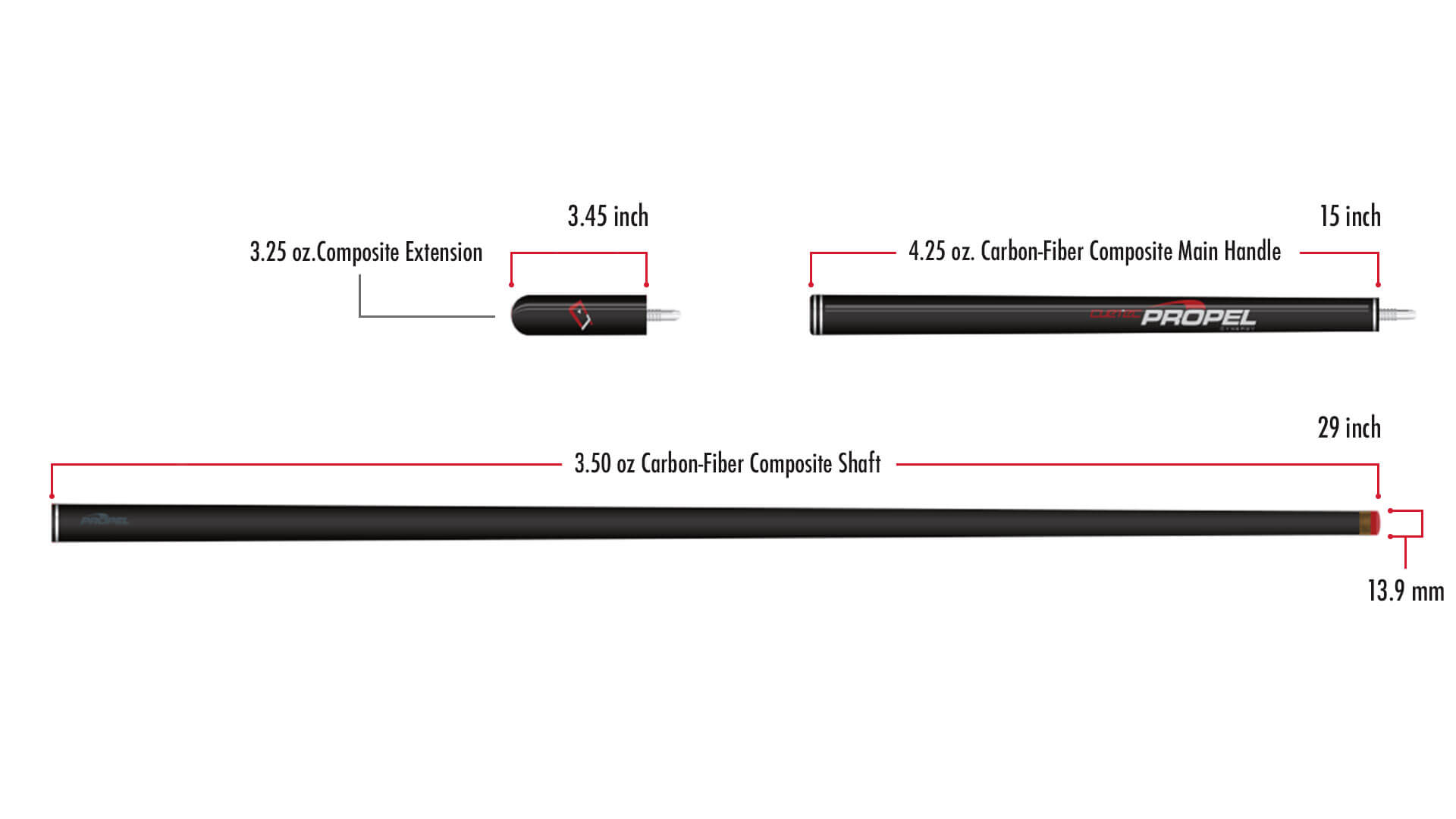 Cuetec Cynergy – ‘Propel’ Red Jump Cue – 95-140R - Image 3
