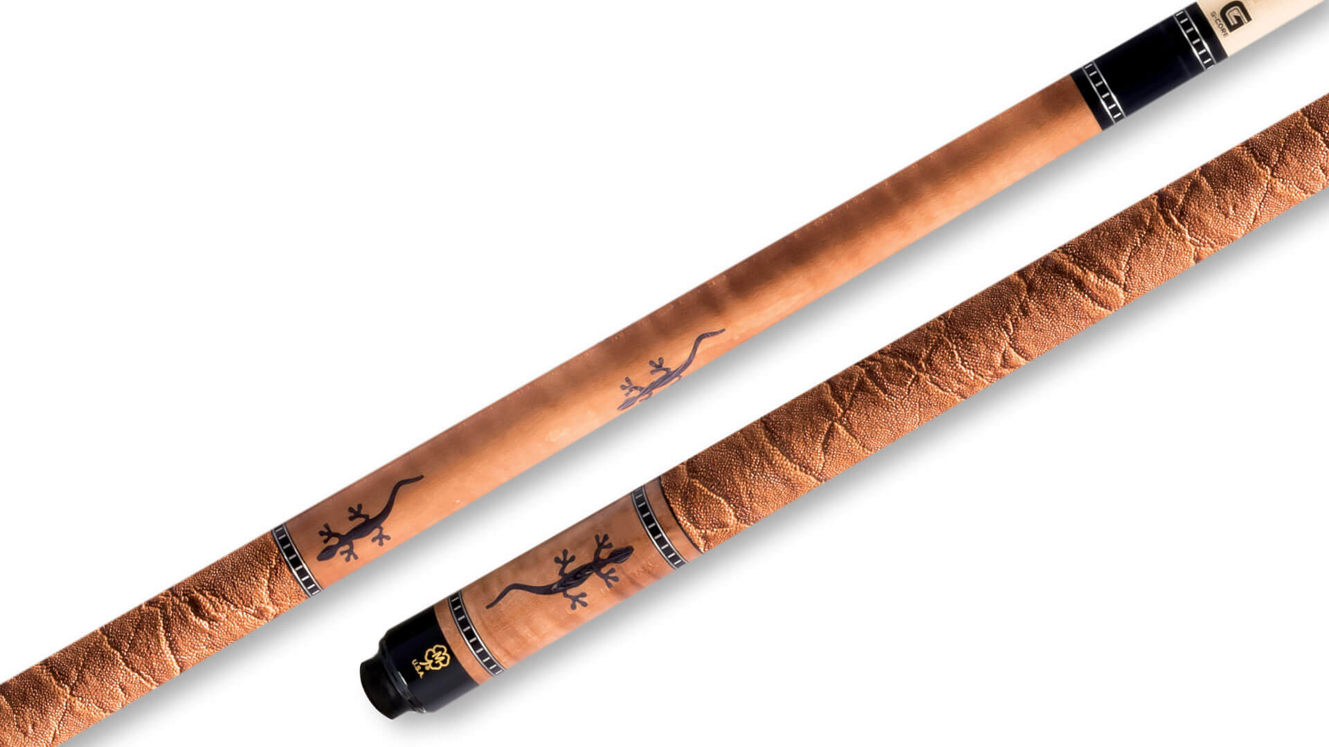 McDermott – Walnut-Stained Birdseye Pool Cue Embossed-Leather – G516