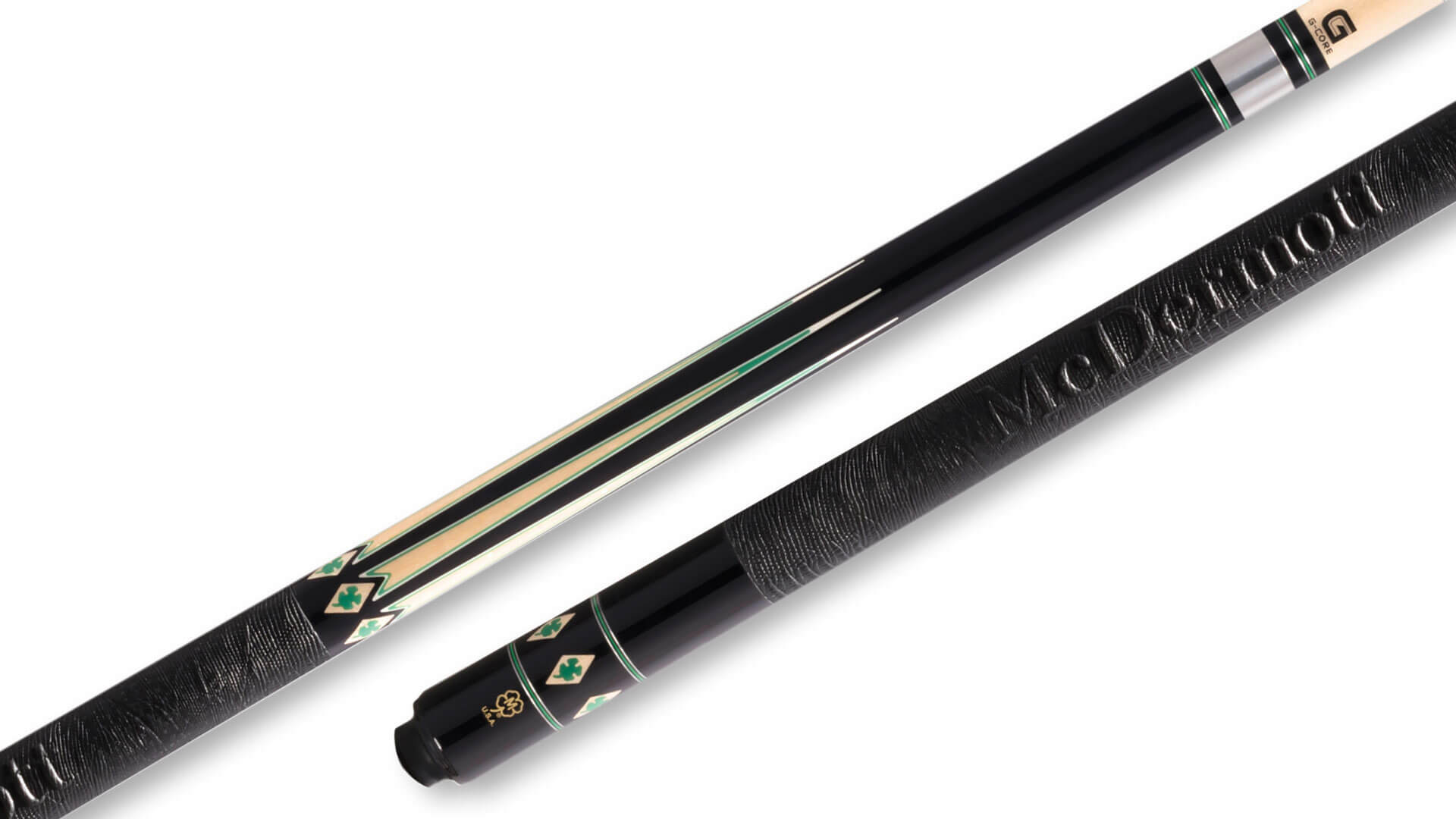 McDermott – Black Urethane Forearm Pool Cue Embossed-Leather – G610