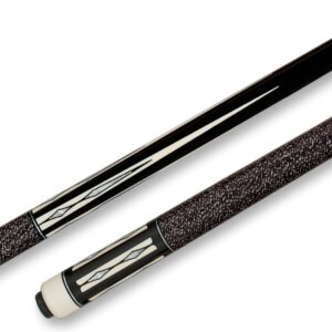 Pechauer – Glossy Black Maple Pool Cue Ebony-Framed, White-Pearl Ivory Inlays – JP21