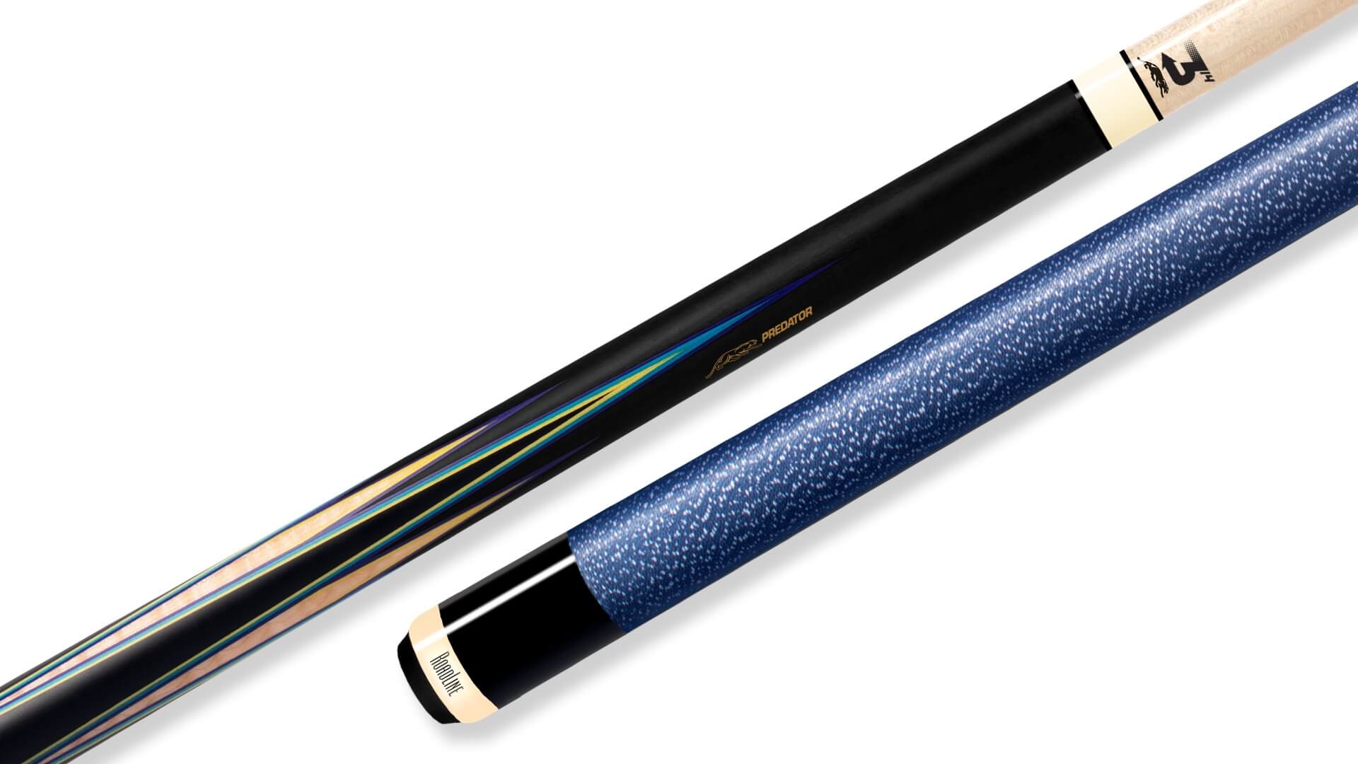 Predator – Sneaky-Pete Pool Cue – 8-Points Curly Maple Black Blue – Linen Wrap