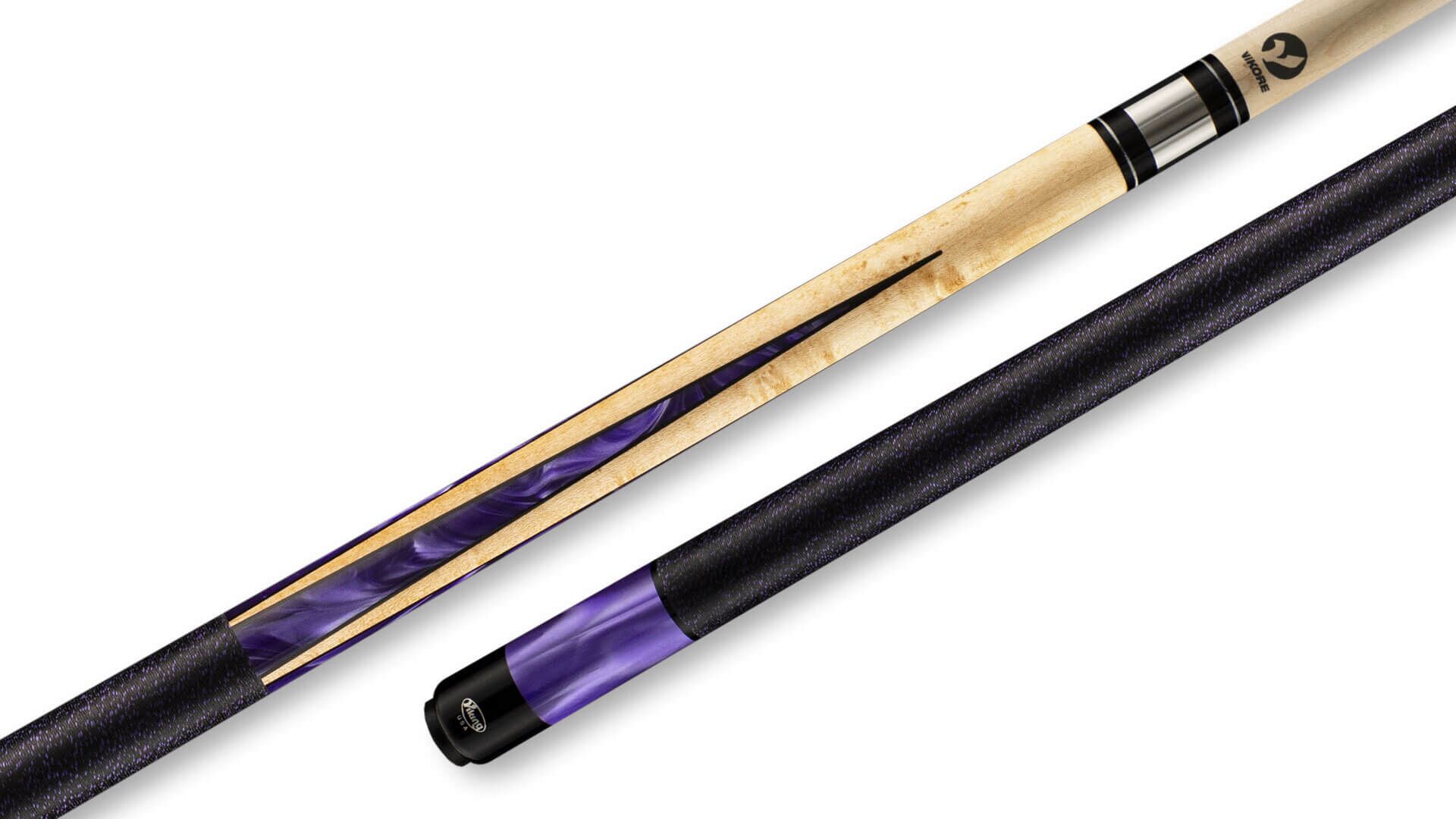 Viking- Pool Cue Birdseye Maple Black-and-Purple Irish-Linen Wrap – B4006