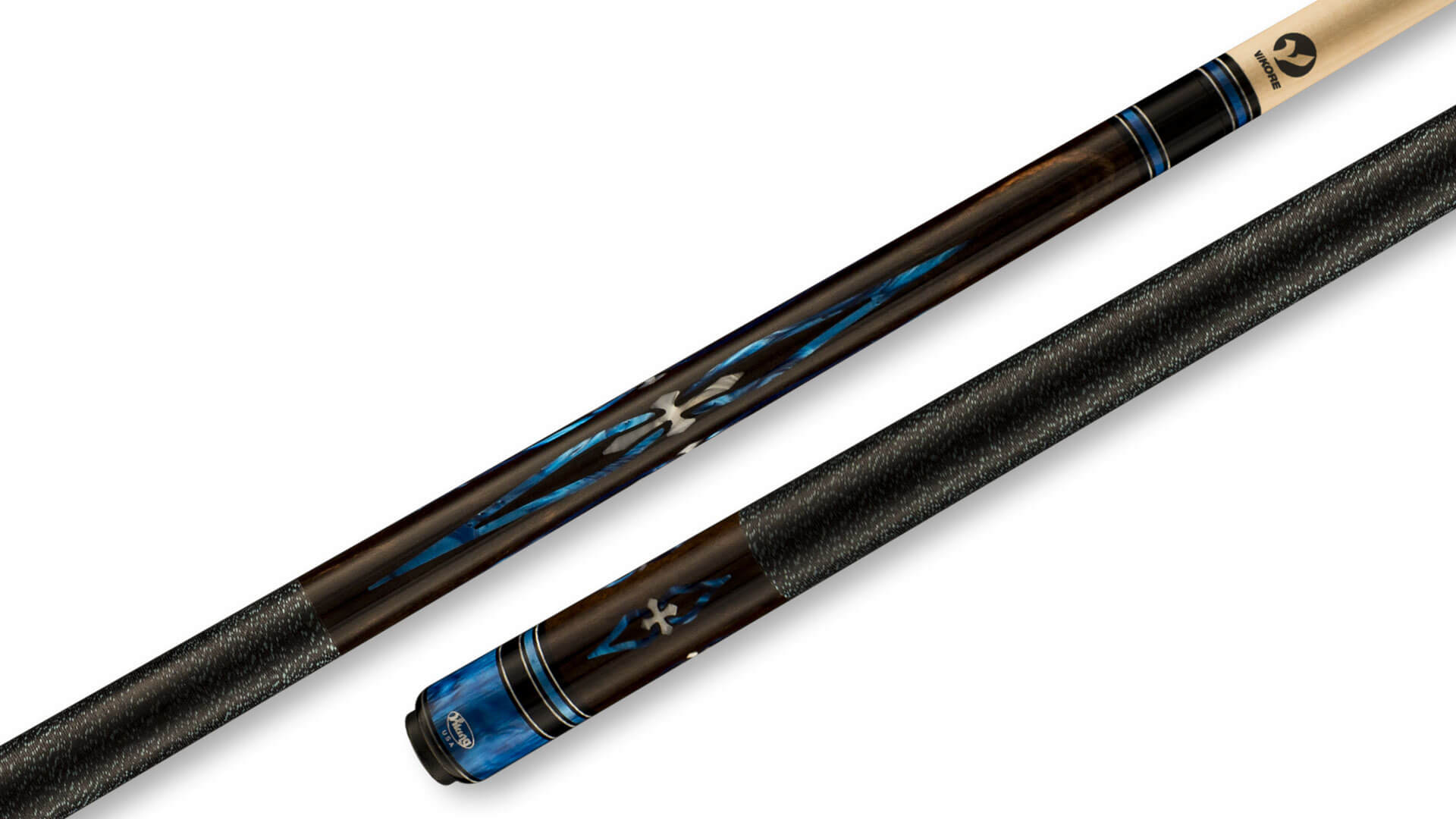 Viking – Ebony Pool Cue Blue Irish Linen – B5447