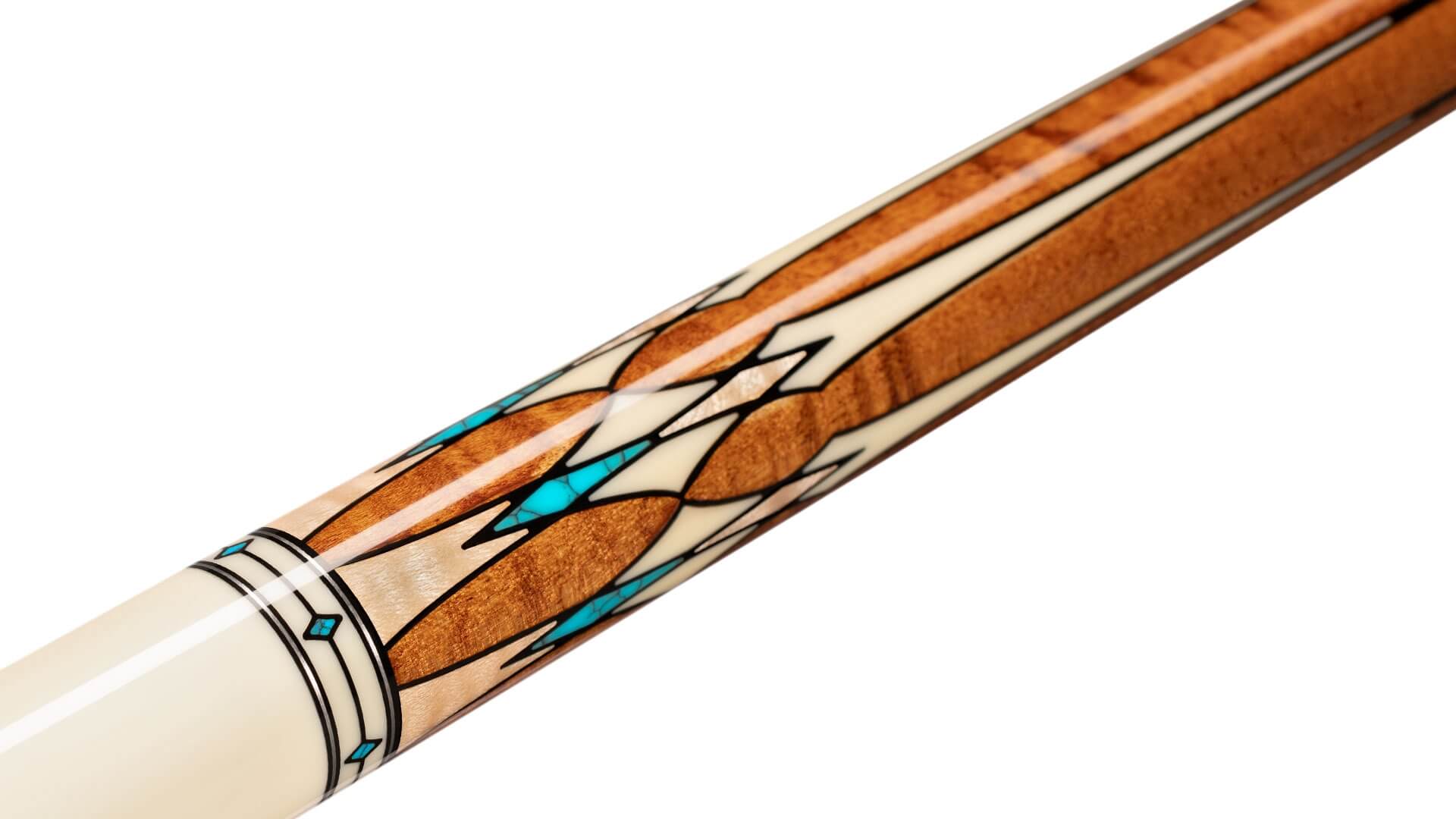 Predator – “Ikon4 2” Pool Cue – Curly Maple Turquoise Points – Wrapless - Image 3