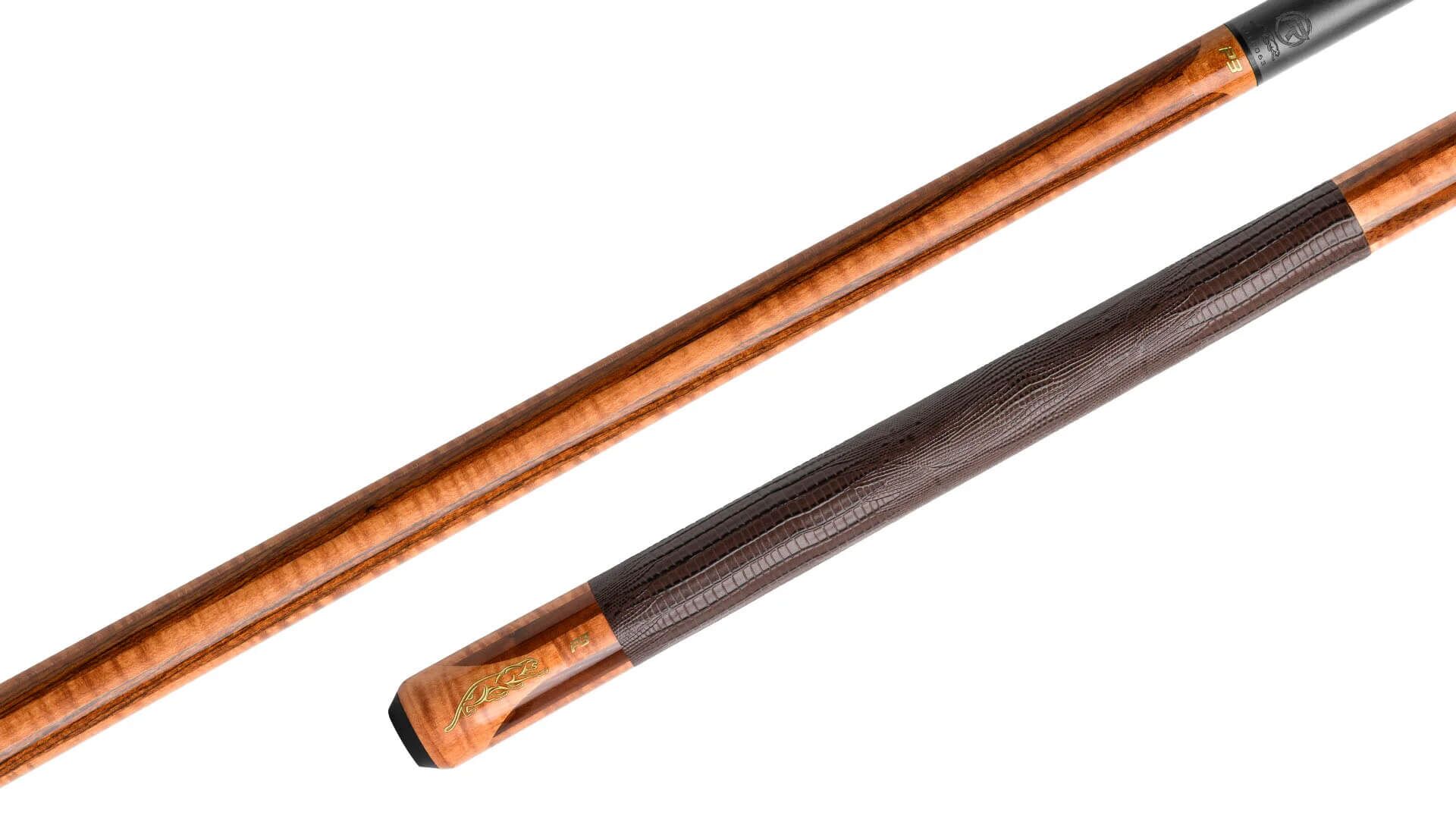 Predator P3 Aura Golden Stained Curly Maple & Bocote Pool Cue -“ Leather Wrap